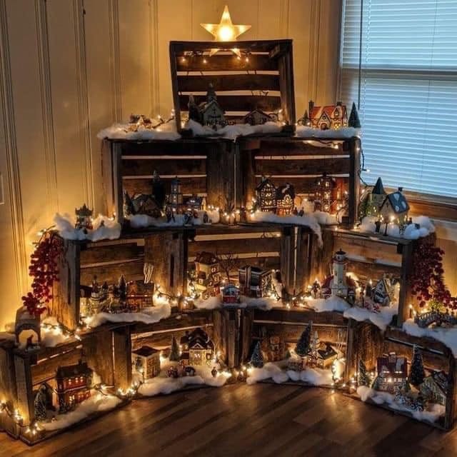 23 idées de crèches de Noël avec des boîtes en bois 3