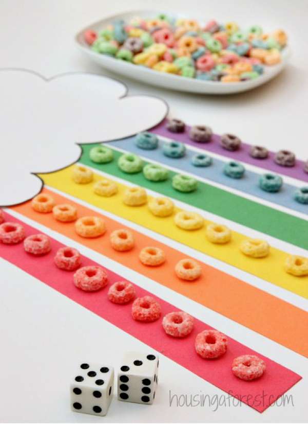 19 activités amusantes pour faire aimer les maths à vos enfants 6 L'arc-en-ciel avec les céréales du petit-déjeuner