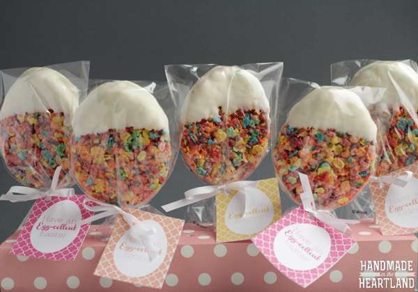 17 Idées Cadeaux DIY uniques pour une Pâques Mémorable : Découvrez des Créations Adorables à Offrir 10 Friandises de céréales colorés en forme d'œufs