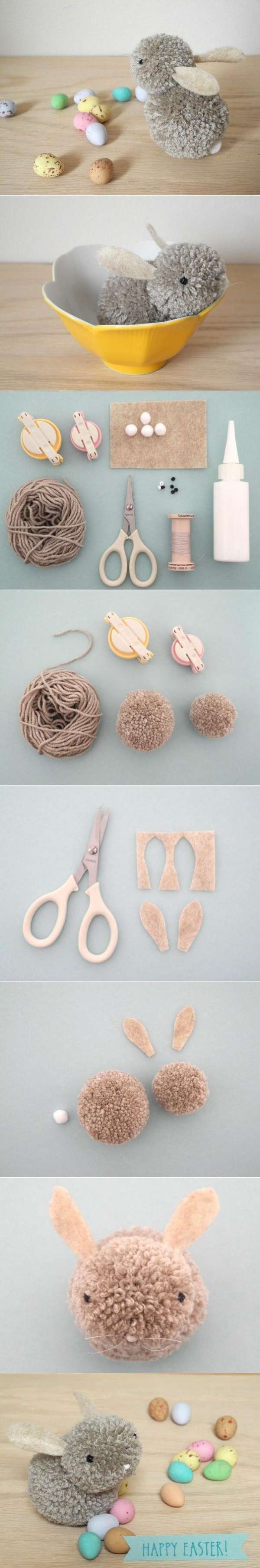 17 Idées Cadeaux DIY uniques pour une Pâques Mémorable : Découvrez des Créations Adorables à Offrir 13 Lapin de Pâques en pompons