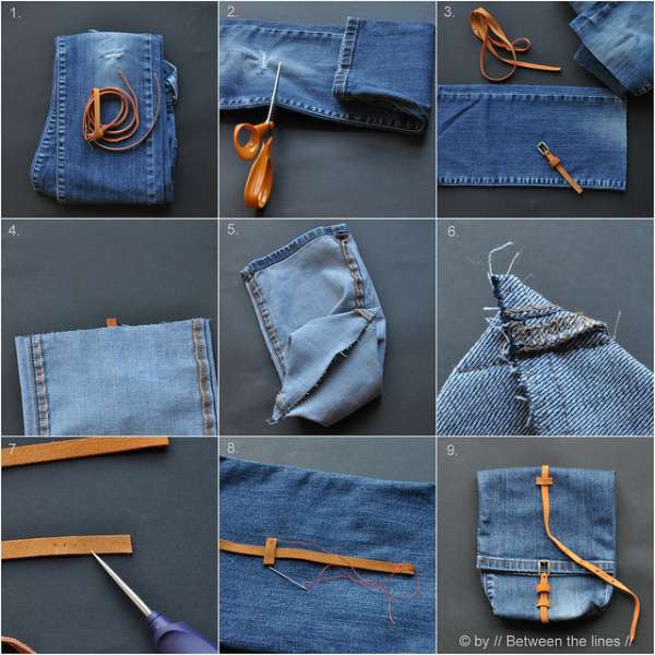 18 idées géniales pour recycler les vieux vêtements 11 Transformer un vieux jean en sac à goûter