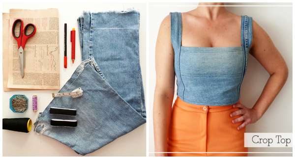 18 idées géniales pour recycler les vieux vêtements 13 Transformer un vieux jean en crop top