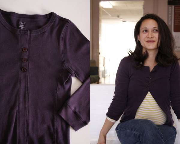 18 idées géniales pour recycler les vieux vêtements 18 Transformer un pull trop petit en cardigan