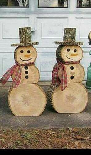 Noël : 10 Bonhommes de Neige avec des Disques en Bois 2 Noël : 10 Bonhommes de Neige avec des Disques en Bois 2