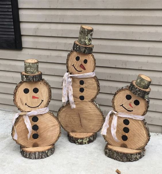 Noël : 10 Bonhommes de Neige avec des Disques en Bois 7 Noël : 10 Bonhommes de Neige avec des Disques en Bois 7