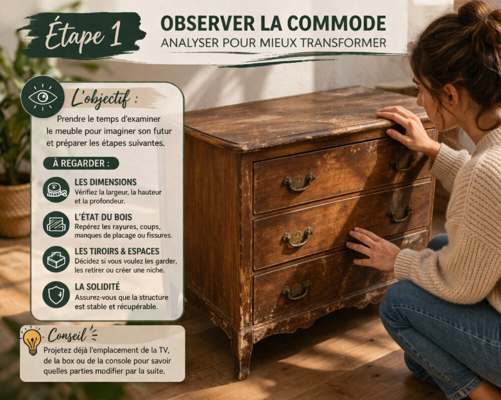 Les 10 &eacute;tapes pour transformer une vieille commode en meuble TV chic 🪵📺 2
