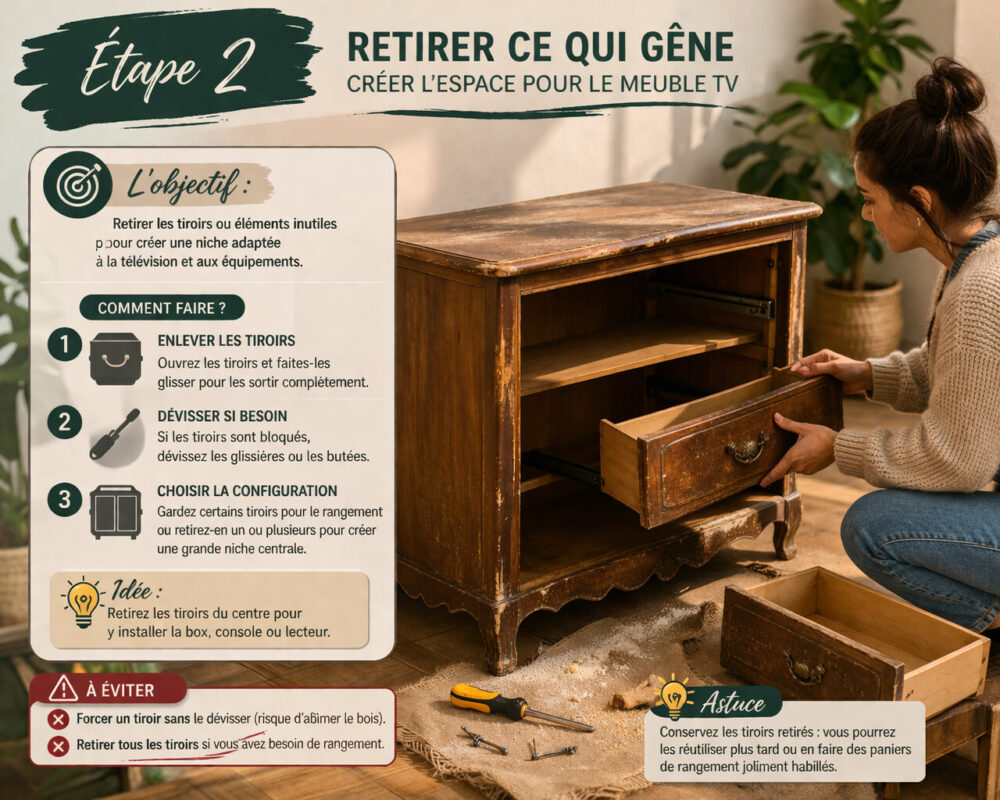 Les 10 &eacute;tapes pour transformer une vieille commode en meuble TV chic 🪵📺 3