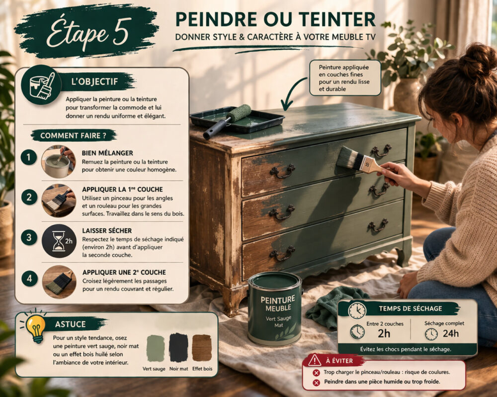 Les 10 &eacute;tapes pour transformer une vieille commode en meuble TV chic 🪵📺 6